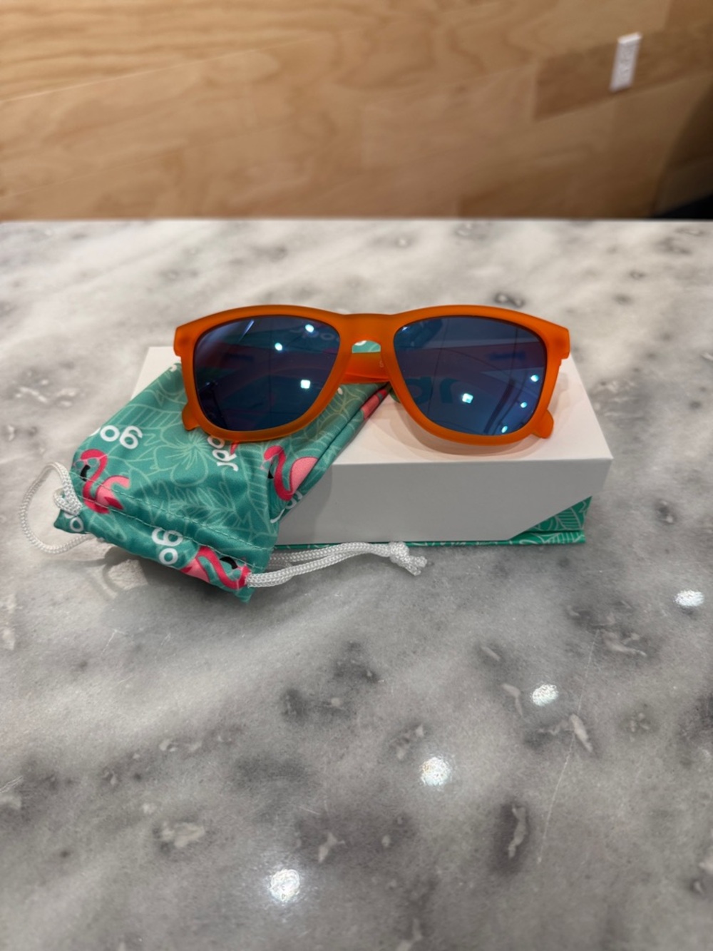 Goodr Donkey Polarized Orange Sunglasses with Blue Lenses
